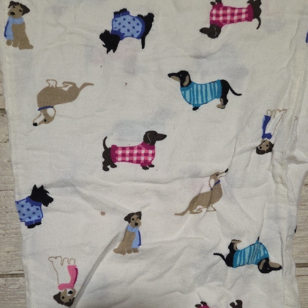 Women's XL Pajama Set with Turquoise Top and White Bottom with Puppy Print - Picture 3 of 4